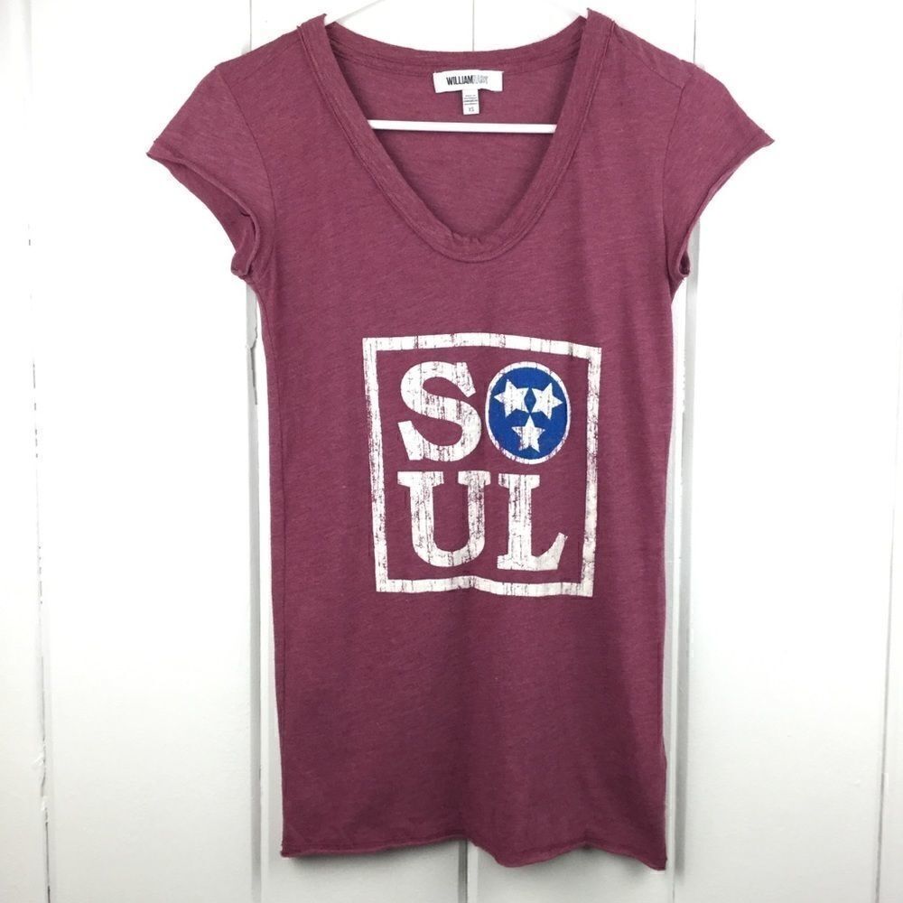 William Rast Burgundy Tee “Soul” Cap Sleeve Top, Size XS‎
